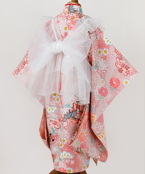 セール】チュールフリルエプロン＆着物ワンピースセット（着物