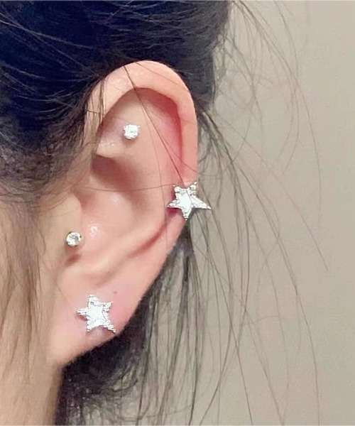 セール】《Bz》モノクロスターピアス/ペア(RZ)（ピアス（両耳用