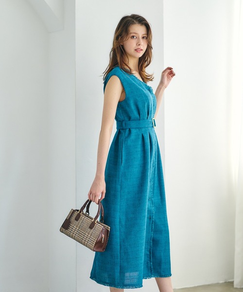 12Twelve Agenda（トゥエルブ　アジェンダ）の「ドライツイードノースリワンピース（ワンピース・レディース・ブラック/グリーン・M）」の6枚目の写真