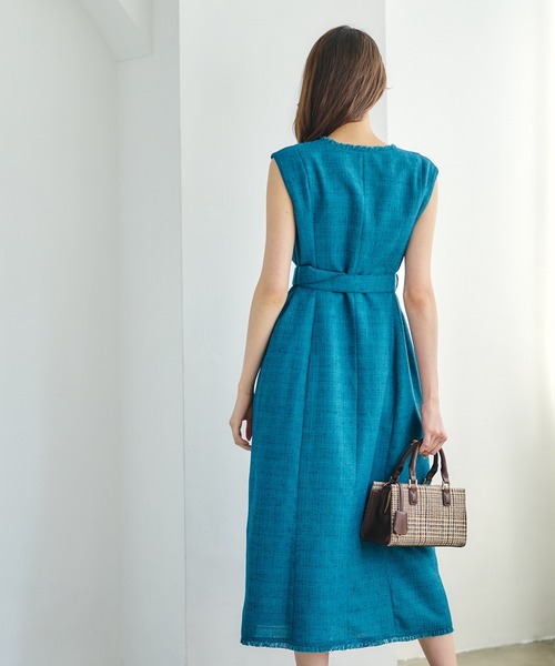 12Twelve Agenda（トゥエルブ　アジェンダ）の「ドライツイードノースリワンピース（ワンピース・レディース・ブラック/グリーン・M）」の7枚目の写真