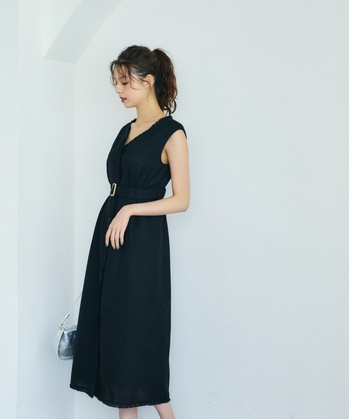 12Twelve Agenda（トゥエルブ　アジェンダ）の「ドライツイードノースリワンピース（ワンピース・レディース・ブラック/グリーン・M）」の12枚目の写真