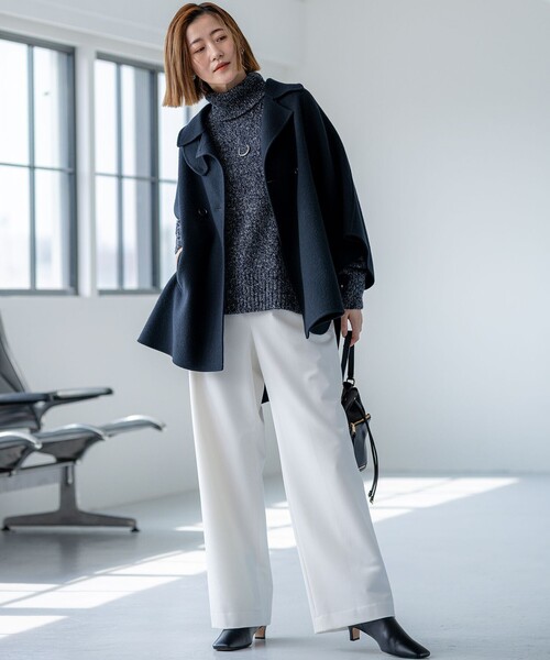 23区（ニジュウサンク）の「【見上愛さん着用/Oggi12月号掲載】ウールライトリバー ポンチョシルエット コート（その他アウター・レディース・ブラック系/黄土色系/ベージュ系・38）」の11枚目の写真