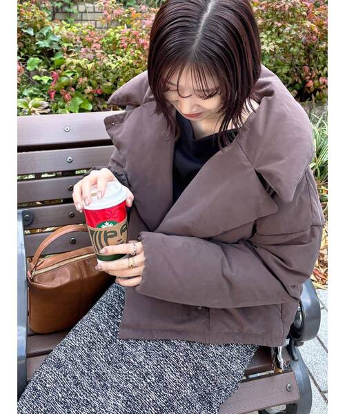 LAGUNAMOON（ラグナムーン）の「ダブルショートアライドダウン（ダウンジャケット/コート・レディース・アイボリー/ブラック/ブラウン・FREE）」の9枚目の写真