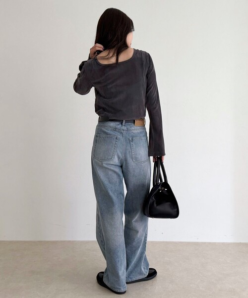 fredy emue（フレディエミュ）の「シアーフロッキーフレアスリーブプルオーバー（Tシャツ/カットソー・レディース・オフホワイト/チャコールグレー/ブラウン・38）」の6枚目の写真