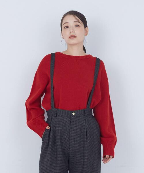 ADIEU TRISTESSE（アデュートリステス）の「ラムウールホールガーメントプルオーバー（ニット/セーター・レディース・レッド/ベージュ/ブラック・FREE）」の3枚目の写真