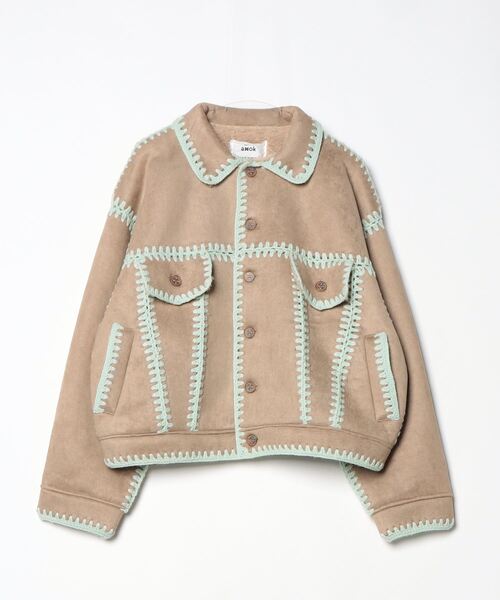 amok（アモク）の「amok /アモク/HAND KNITTING BOA BLOUSON（ブルゾン・メンズ・ブラック/ベージュ・M/L）」の2枚目の写真