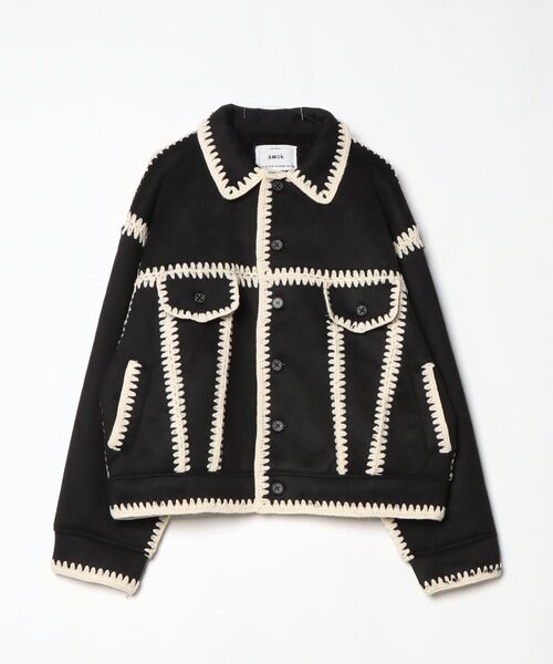 amok（アモク）の「amok /アモク/HAND KNITTING BOA BLOUSON（ブルゾン・メンズ・ブラック/ベージュ・M/L）」の3枚目の写真