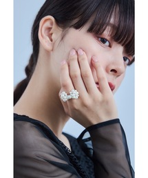 niana（ニアナ）の「パールリボンリング 指輪 レディース フリーサイズ ゴールド シルバー 結婚式 二次会 同窓会 成人式 パーティー お呼ばれ オケージョン フォーマル（リング）」