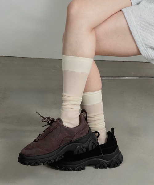 lawgy(ラウジー)の「asymmetry design dad sneaker / アシンメトリーデザインダッドスニーカー(スニーカー・レディース・ブラック/ブラウン・SMALL/MEDIUM/LARGE)」の9枚目の写真