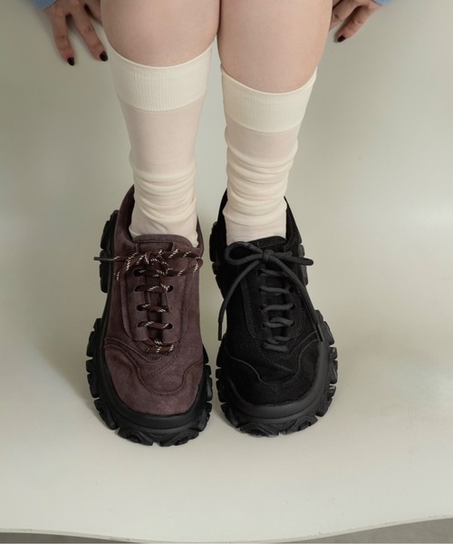 lawgy(ラウジー)の「asymmetry design dad sneaker / アシンメトリーデザインダッドスニーカー(スニーカー・レディース・ブラック/ブラウン・SMALL/MEDIUM/LARGE)」の8枚目の写真