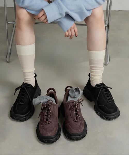 【完売品】lawgy アシンメトリーデザインダッドスニーカー　ブラック asymmetry design dad sneaker / アシンメトリーデザインダッド