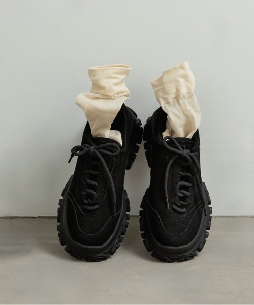 【完売品】lawgy アシンメトリーデザインダッドスニーカー　ブラック asymmetry design dad sneaker / アシンメトリーデザインダッド