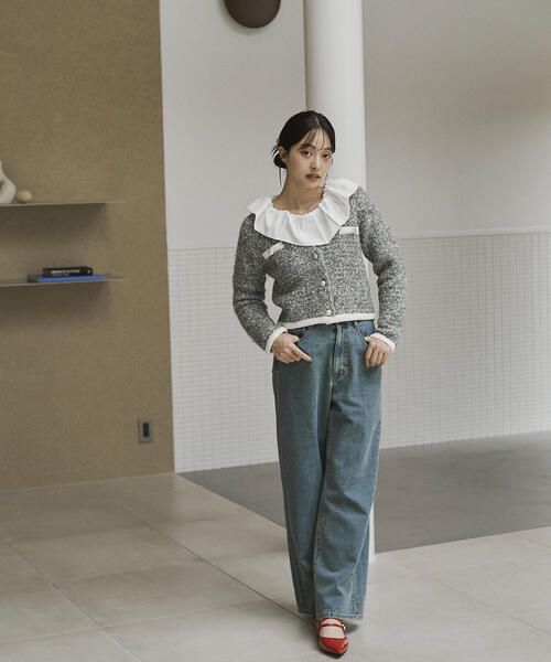 PROPORTION BODY DRESSING（プロポーションボディドレッシング）の「ファンシーツイード風ニットカーディガン / 1215274002（カーディガン/ボレロ・レディース・オフホワイト/ブルー/グレー・FREE）」の10枚目の写真