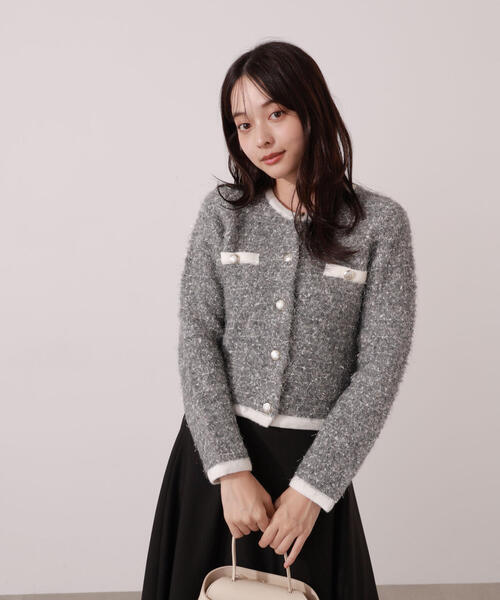 PROPORTION BODY DRESSING（プロポーションボディドレッシング）の「ファンシーツイード風ニットカーディガン / 1215274002（カーディガン/ボレロ・レディース・オフホワイト/ブルー/グレー・FREE）」の4枚目の写真