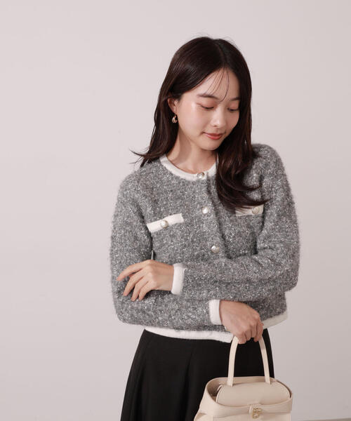 PROPORTION BODY DRESSING（プロポーションボディドレッシング）の「ファンシーツイード風ニットカーディガン / 1215274002（カーディガン/ボレロ・レディース・オフホワイト/ブルー/グレー・FREE）」の7枚目の写真