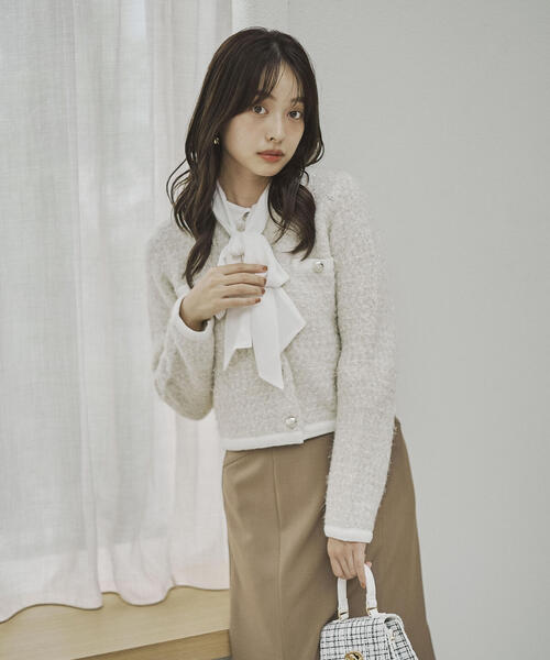ファンシーツイード風ニットカーディガン / 1215274002（カーディガン