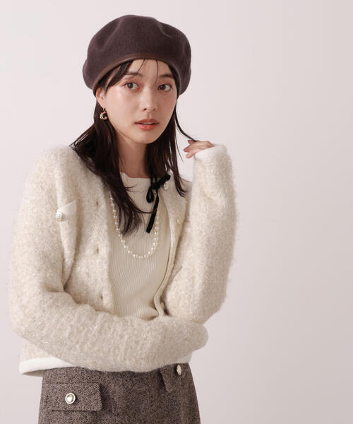 PROPORTION BODY DRESSING（プロポーションボディドレッシング）の「ファンシーツイード風ニットカーディガン / 1215274002（カーディガン/ボレロ・レディース・オフホワイト/ブルー/グレー・FREE）」の22枚目の写真