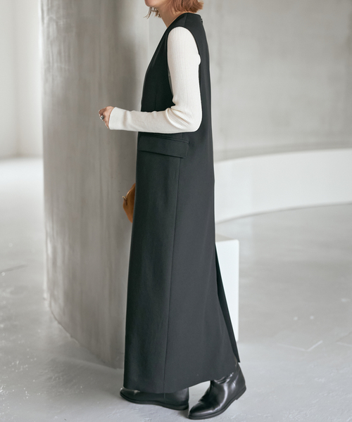 Spick & Span（スピックアンドスパン）の「ダブルクロスVネックワンピース（ワンピース・レディース・ブラック/その他6・36/38）」の7枚目の写真