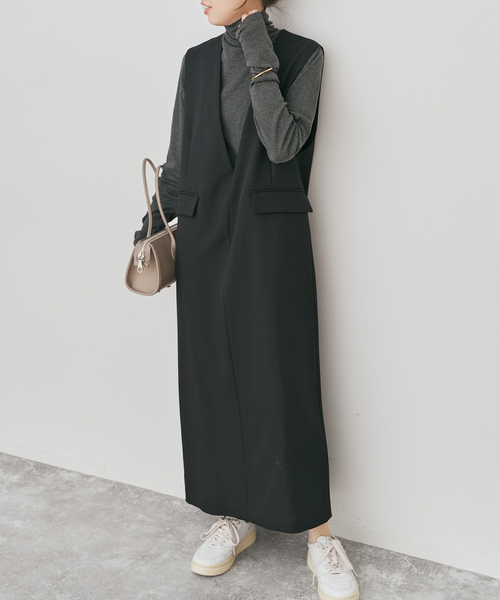 Spick & Span（スピックアンドスパン）の「ダブルクロスVネックワンピース（ワンピース・レディース・ブラック/その他6・36/38）」の9枚目の写真