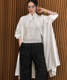 バックスリット ロングシャツ チュニック シャツワンピース【洗える】