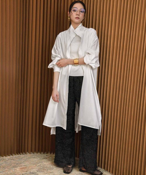 ELFRANK(エルフランク)の「バックスリット ロングシャツ チュニック シャツワンピース【洗える】(シャツ/ブラウス・レディース・オフホワイト・FREE)」の10枚目の写真