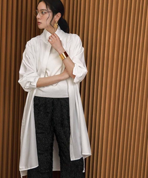 ELFRANK(エルフランク)の「バックスリット ロングシャツ チュニック シャツワンピース【洗える】(シャツ/ブラウス・レディース・オフホワイト・FREE)」の12枚目の写真