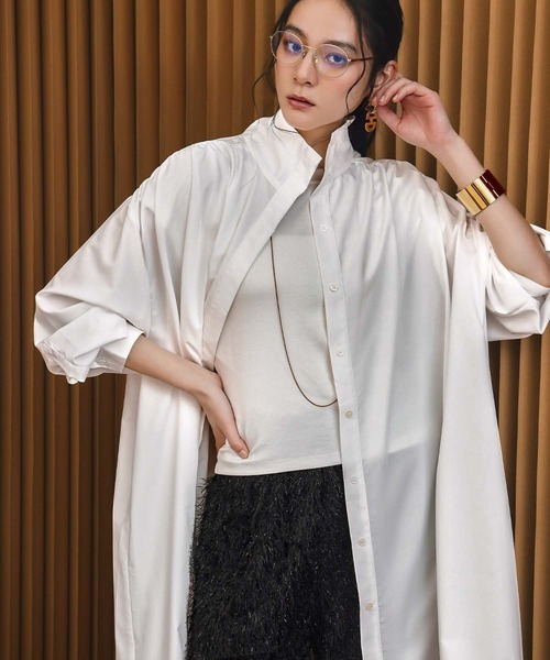ELFRANK(エルフランク)の「バックスリット ロングシャツ チュニック シャツワンピース【洗える】(シャツ/ブラウス・レディース・オフホワイト・FREE)」の13枚目の写真