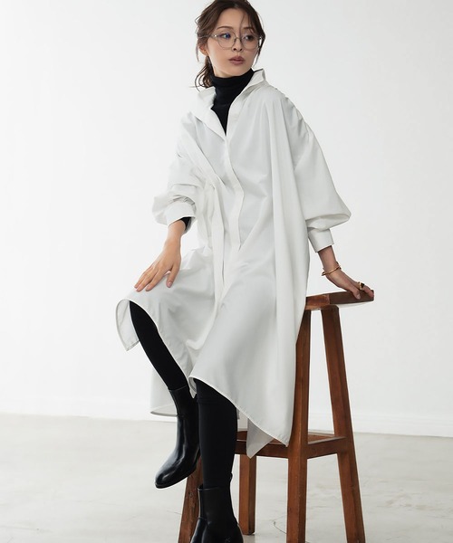 ELFRANK(エルフランク)の「バックスリット ロングシャツ チュニック シャツワンピース【洗える】(シャツ/ブラウス・レディース・オフホワイト・FREE)」の16枚目の写真