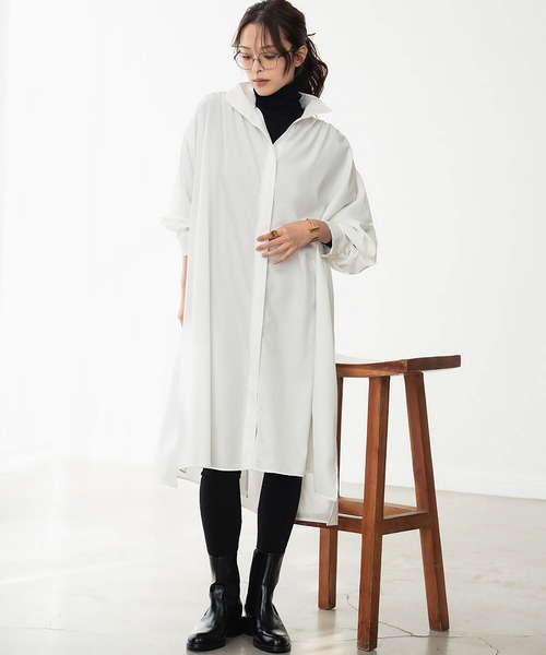 ELFRANK(エルフランク)の「バックスリット ロングシャツ チュニック シャツワンピース【洗える】(シャツ/ブラウス・レディース・オフホワイト・FREE)」の17枚目の写真