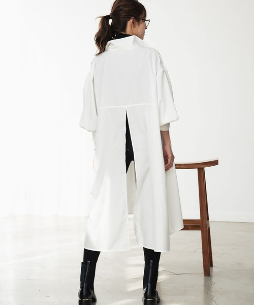 ELFRANK(エルフランク)の「バックスリット ロングシャツ チュニック シャツワンピース【洗える】(シャツ/ブラウス・レディース・オフホワイト・FREE)」の4枚目の写真