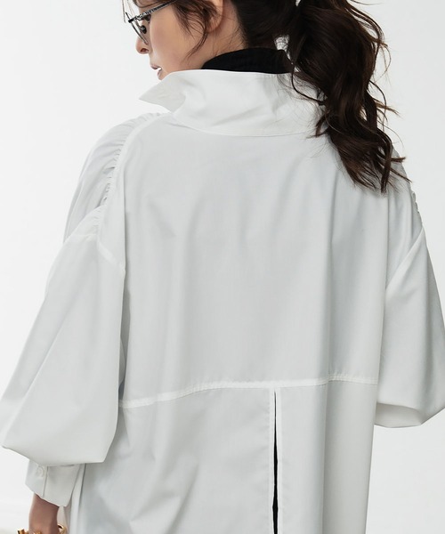 ELFRANK(エルフランク)の「バックスリット ロングシャツ チュニック シャツワンピース【洗える】(シャツ/ブラウス・レディース・オフホワイト・FREE)」の5枚目の写真