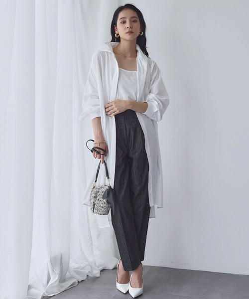 ELFRANK(エルフランク)の「バックスリット ロングシャツ チュニック シャツワンピース【洗える】(シャツ/ブラウス・レディース・オフホワイト・FREE)」の6枚目の写真