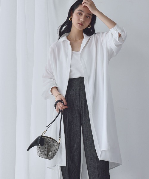 ELFRANK(エルフランク)の「バックスリット ロングシャツ チュニック シャツワンピース【洗える】(シャツ/ブラウス・レディース・オフホワイト・FREE)」の7枚目の写真