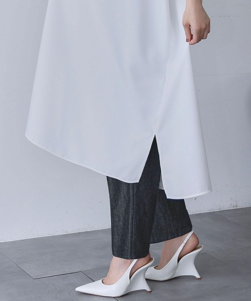 ELFRANK(エルフランク)の「バックスリット ロングシャツ チュニック シャツワンピース【洗える】(シャツ/ブラウス・レディース・オフホワイト・FREE)」の8枚目の写真