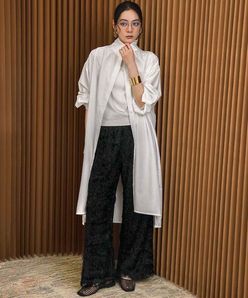 ELFRANK(エルフランク)の「バックスリット ロングシャツ チュニック シャツワンピース【洗える】(シャツ/ブラウス・レディース・オフホワイト・FREE)」の19枚目の写真