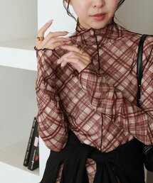 【新色追加!/WEB限定】チェックボトルネックプルオーバー