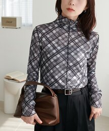 【新色追加!/WEB限定】チェックボトルネックプルオーバー