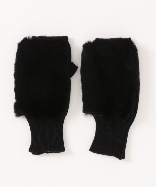 セール】【ALPO】カシミア混 ニット グローブ レッキスラビット ファー