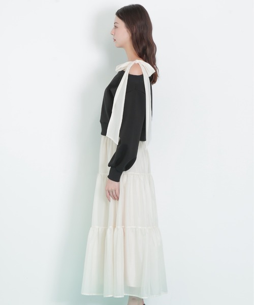 JILL by JILL STUART(ジルバイジルスチュアート)の「◇肩リボンスウェットセットアップ(ワンピース・レディース・グレー/ブラック・FREE)」の13枚目の写真