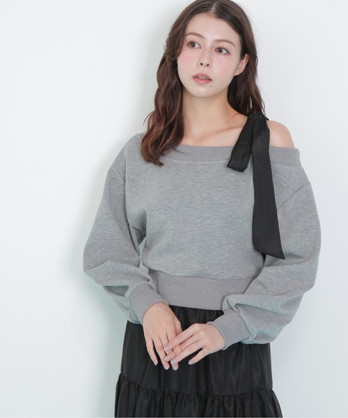 JILL by JILL STUART(ジルバイジルスチュアート)の「◇肩リボンスウェットセットアップ(ワンピース・レディース・グレー/ブラック・FREE)」の20枚目の写真
