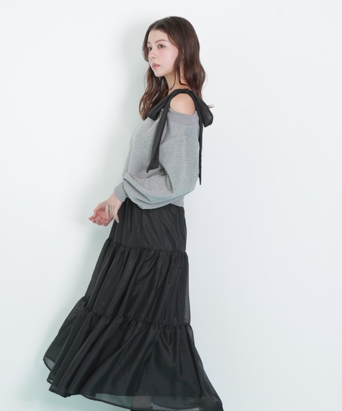 JILL by JILL STUART(ジルバイジルスチュアート)の「◇肩リボンスウェットセットアップ(ワンピース・レディース・グレー/ブラック・FREE)」の19枚目の写真