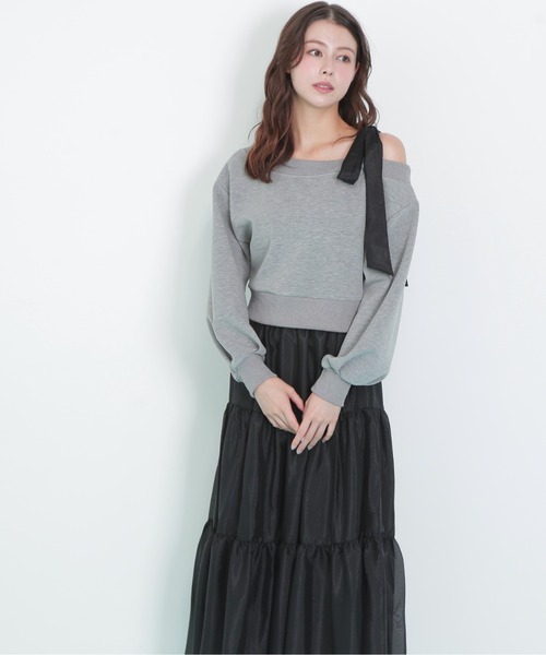 JILL by JILL STUART(ジルバイジルスチュアート)の「◇肩リボンスウェットセットアップ(ワンピース・レディース・グレー/ブラック・FREE)」の18枚目の写真