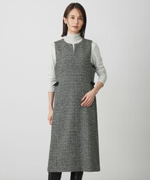 ウールシルク ハウンドトゥース ジャンパースカート