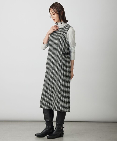 J.PRESS(ジェイプレス)の「ウールシルク ハウンドトゥース ジャンパースカート(スカート・レディース・ブラウン系3/ブラック系3・T15/T13)」の6枚目の写真