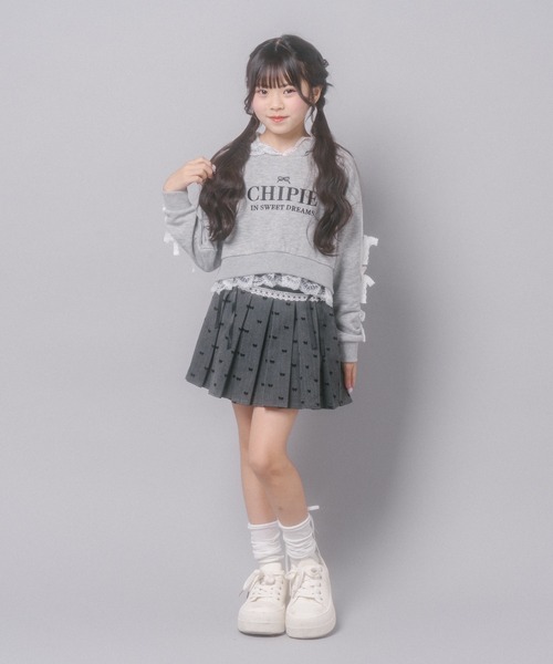 URBAN CHERRY(アーバンチェリー)の「【CHIPIE/シピ】レースリボンラインフーディー(スウェット・キッズ・ホワイト/ブラック/グレー・140cm/130cm/120cm/110cm/150cm)」の19枚目の写真