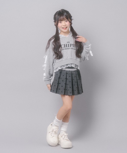 URBAN CHERRY(アーバンチェリー)の「【CHIPIE/シピ】レースリボンラインフーディー(スウェット・キッズ・ホワイト/ブラック/グレー・140cm/130cm/120cm/110cm/150cm)」の20枚目の写真