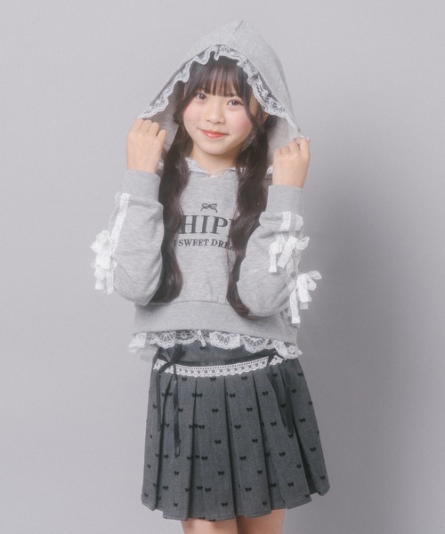 URBAN CHERRY(アーバンチェリー)の「【CHIPIE/シピ】レースリボンラインフーディー(スウェット・キッズ・ホワイト/ブラック/グレー・140cm/130cm/120cm/110cm/150cm)」の17枚目の写真