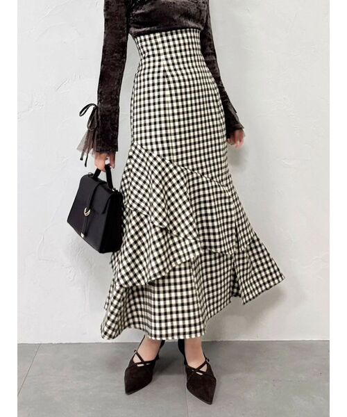 バックレースアップアシメマーメイドスカート（スカート