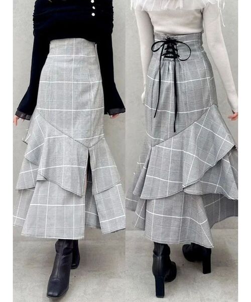 dazzlin（ダズリン）の「バックレースアップアシメマーメイドスカート（スカート・レディース・その他1/ブラウン/アイボリー/ブラック・SMALL/MEDIUM）」の5枚目の写真