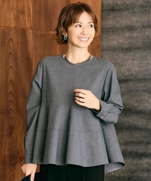 ソフトウールブレンドペプラム ブラウス